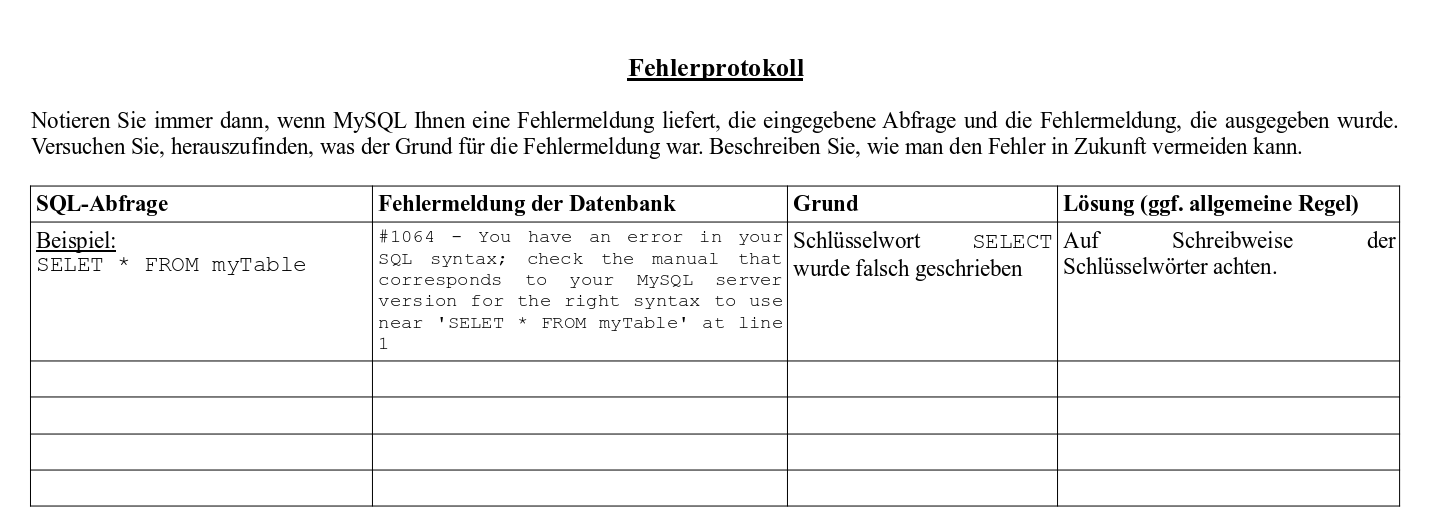 Fehlerprotokoll